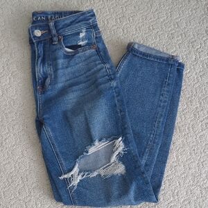 American Eagle Outfitters Women's Ripped Blue Skinny Jeans